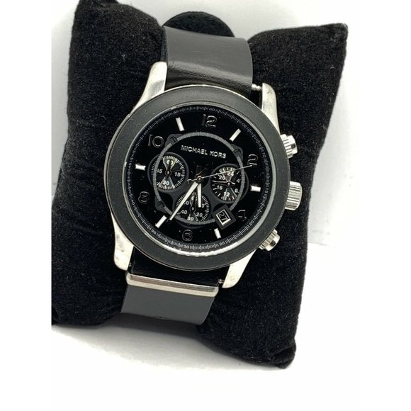Michael Kors MK8107 Unisex Black Leather Analog Bl main image 11